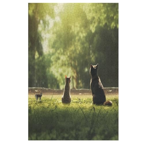 Animal Katze Holzpuzzle 1000 Teile, Knobelspiele Für Erwachsene, Teenager, Puzzles Unmögliche - Kinder Puzzle Zimmer Deko 78×53cm von AAPZY