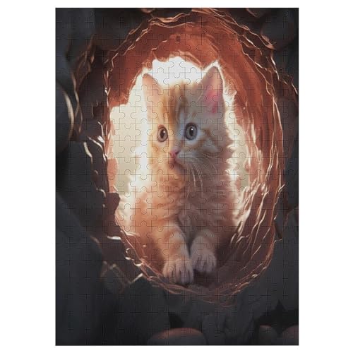 Animal Katze Holzpuzzle 300 Stück Puzzles Für Erwachsene Teenager Stress Abbauen Familien-Puzzlespiel Poster 300-teiliges Puzzle Kinder Lernspiel Spielzeug Geschenk 42×30cm von AAPZY