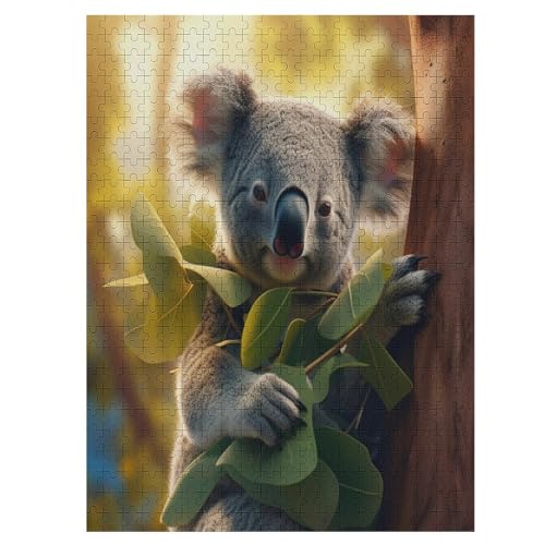 Animal Koala 500 Teile Puzzle Für Erwachsene, Herausforderung Puzzles - Familienpuzzle Verringerter Druck Schwieriges Puzzle Rahmen Holzpuzzle Für Erwachsene Kinder 12+ （55×41cm） von AAPZY