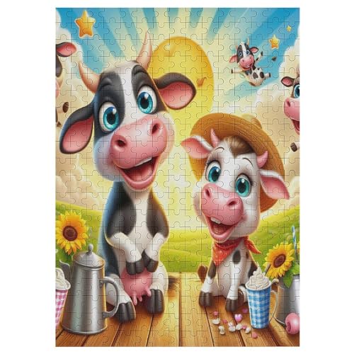 Animal Kuh 300 Teile Puzzle Für Erwachsene, Herausforderung Puzzles - Familienpuzzle Verringerter Druck Schwieriges Puzzle Rahmen Holzpuzzle Für Erwachsene Kinder 12+ 42×30cm von AAPZY