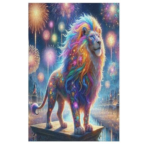 Animal Löwe Puzzles 1000 Teile Erwachsener Kniffel Spaß Für Die Ganze Familie - 1000 Puzzleteilige Motive, Holzpuzzle Kinder Erwachsene, Impossible Puzzle Schwer 78×53cm von AAPZY