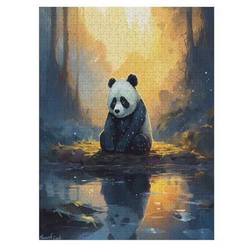 Animal Panda Holzpuzzle Erwachsene - 500 Teiliges Jigsaw Knobelspiel - Puzzle Für Erwachsene & Kinder - Outdoor & Reisespielzeug - Geduldspiel （55×41cm） von AAPZY