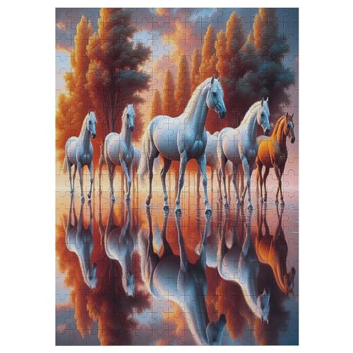 Animal Pferd 300 Teile Puzzle Für Erwachsene, Herausforderung Puzzles - Familienpuzzle Verringerter Druck Schwieriges Puzzle Rahmen Holzpuzzle Für Erwachsene Kinder 12+ （42×30cm） von AAPZY