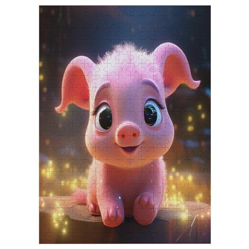 Animal Schwein Puzzle Für Erwachsene 300 Teile Premium 100% Recyceltes Brett Zum Lernen, Lernspielzeug, Familienspiele Kinder Holzpuzzle 42×30cm von AAPZY