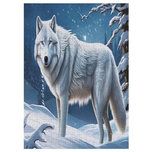 Animal Wolf Holzpuzzle 300 Teile, Knobelspiele Für Erwachsene, Teenager, Puzzles Unmögliche - Kinder Puzzle Zimmer Deko 42×30cm von AAPZY