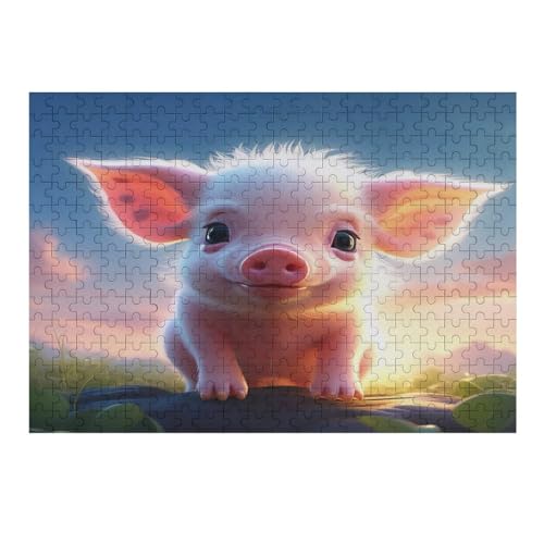 Animal süßes Schwein Holzpuzzle Erwachsene - 300 Teiliges Jigsaw Knobelspiel - Puzzle Für Erwachsene & Kinder - Outdoor & Reisespielzeug - Geduldspiel （40×28cm） von AAPZY