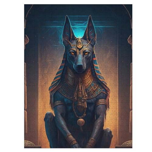 Anubis-Kunstwerk 500 Teile Puzzle Für Erwachsene, Herausforderung Puzzles - Familienpuzzle Verringerter Druck Schwieriges Puzzle Rahmen Holzpuzzle Für Erwachsene Kinder 12+ （55×41cm） von AAPZY