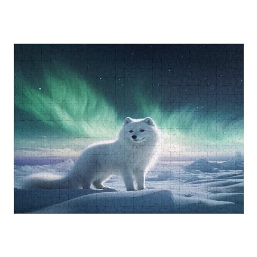 Arctic Fuchs-Puzzle Für Erwachsene, 500 Teile, Holzpuzzle, Kinderpuzzle, Dekompressionsspiel, Spielzeugpuzzle （52×38cm） von AAPZY