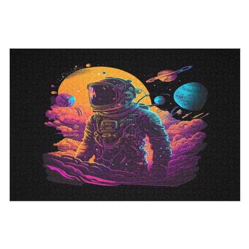 Astronaut 1000 Teile Puzzle, Holzpuzzle, Puzzles Für Erwachsene Kinder, 1000 Teile Puzzle Für Jugendliche & Erwachsene Lernspiel Herausforderungsspielzeug （75×50cm） von AAPZY