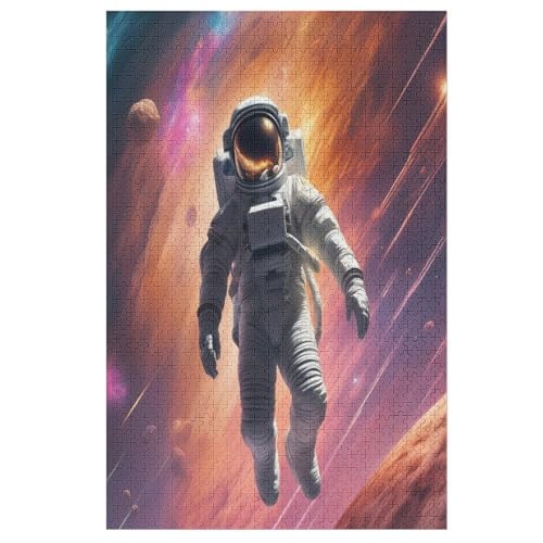 Astronaut Holzpuzzle 1000 Teile,Puzzles Für Erwachsene, Impossible Puzzle, Geschicklichkeitsspiel Für Die Ganze Familie,Home Dekoration Puzzle, Puzzle Kinder Legespiel 78×53cm von AAPZY