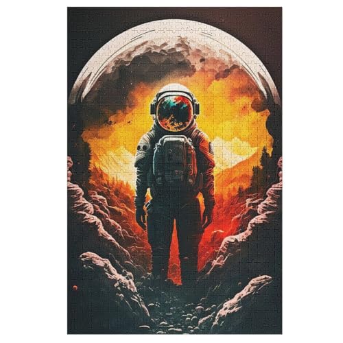 Astronaut Holzpuzzle Erwachsene - 1000 Teiliges Jigsaw Knobelspiel - Puzzle Für Erwachsene & Kinder - Outdoor & Reisespielzeug - Geduldspiel 78×53cm von AAPZY