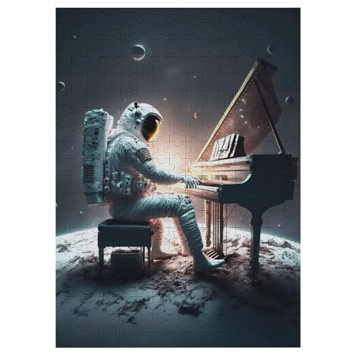 Astronaut Playing Piano 300 Teile Puzzles, Wood Craft, Hochwertiges Modernes Puzzle, DIY, Für Erwachsene Und Kinder Ab 12 Jahren Holz, Puzzle 42×30cm von AAPZY