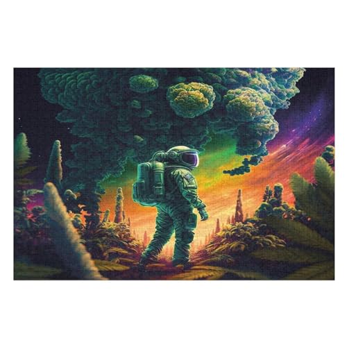 Astronaut -Puzzle, 1000 Teile,Holzpuzzle Für Erwachsene Kinder, Lustiges Spielzeug, Denkspiel, Spielzeug, Bildungsspiel, Herausforderung, Pädagogisch, （75×50cm） von AAPZY