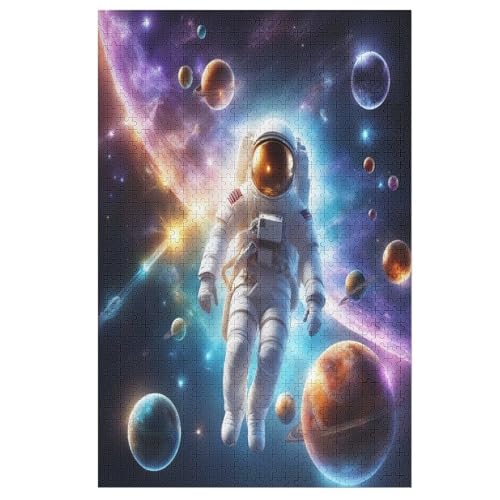 Astronaut -Puzzle, 1000 Teile,Holzpuzzle Für Erwachsene Kinder, Lustiges Spielzeug, Denkspiel, Spielzeug, Bildungsspiel, Herausforderung, Pädagogisch, 78×53cm von AAPZY