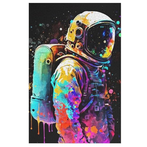 Astronaut -Puzzle, 1000 Teile,Holzpuzzle Für Erwachsene Kinder, Lustiges Spielzeug, Denkspiel, Spielzeug, Bildungsspiel, Herausforderung, Pädagogisch, 78×53cm von AAPZY