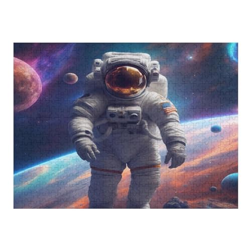 Astronaut -Puzzle, 500 Teile,Holzpuzzle Für Erwachsene Kinder, Lustiges Spielzeug, Denkspiel, Spielzeug, Bildungsspiel, Herausforderung, Pädagogisch, （52×38cm） von AAPZY