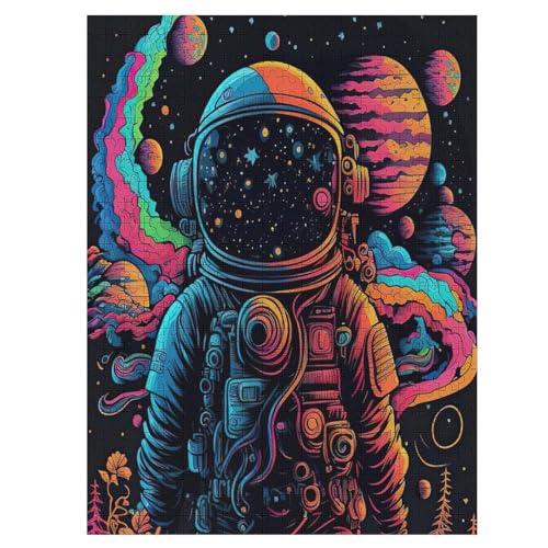 Astronaut in Space 500 Teile Puzzle Für Erwachsene, Herausforderung Puzzles - Familienpuzzle Verringerter Druck Schwieriges Puzzle Rahmen Holzpuzzle Für Erwachsene Kinder 12+ （55×41cm） von AAPZY