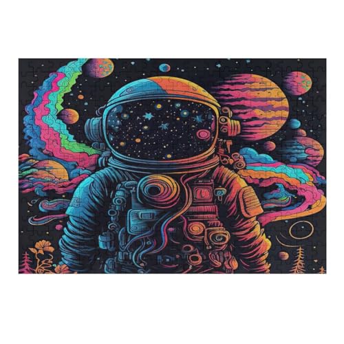 Astronaut in Space Holzpuzzle 300 Teile, Knobelspiele Für Erwachsene, Teenager, Puzzles Unmögliche - Kinder Puzzle Zimmer Deko （40×28cm） von AAPZY