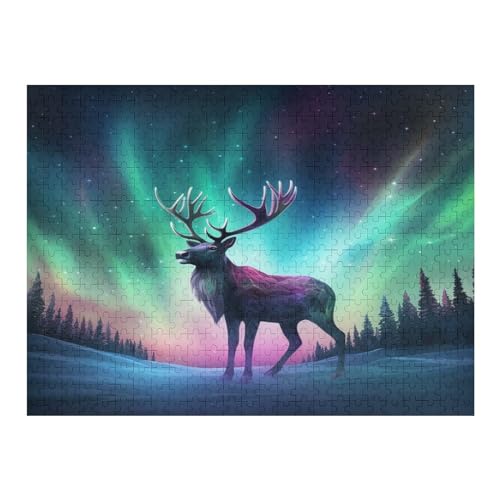 Aurora Elch Puzzles 500 Teile Für Jugendliche Kreatives Holzpuzzlespielzeug Familienspiel Schwierigkeitsgrad Herausforderungspuzzles （52×38cm） von AAPZY