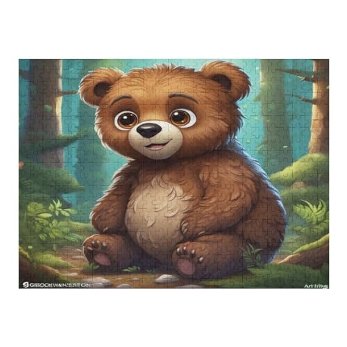 Bär Holzpuzzle 500 Stück Puzzles Für Erwachsene Teenager Stress Abbauen Familien-Puzzlespiel Poster 500-teiliges Puzzle Kinder Lernspiel Spielzeug Geschenk （52×38cm） von AAPZY