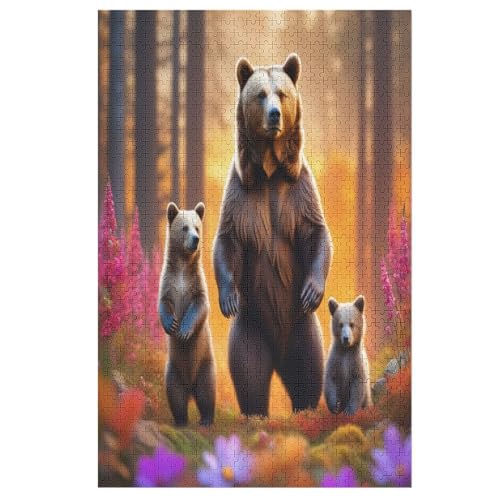 Bär -Puzzle, 1000 Teile,Holzpuzzle Für Erwachsene Kinder, Lustiges Spielzeug, Denkspiel, Spielzeug, Bildungsspiel, Herausforderung, Pädagogisch, 78×53cm von AAPZY