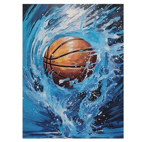 Basketball 500 Teile Puzzle Für Erwachsene, Herausforderung Puzzles - Familienpuzzle Verringerter Druck Schwieriges Puzzle Rahmen Holzpuzzle Für Erwachsene Kinder 12+ （55×41cm） von AAPZY