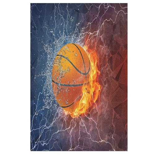 Basketball Holzpuzzle 1000 Stück Puzzles Für Erwachsene Teenager Stress Abbauen Familien-Puzzlespiel Poster 1000-teiliges Puzzle Kinder Lernspiel Spielzeug Geschenk 78×53cm von AAPZY