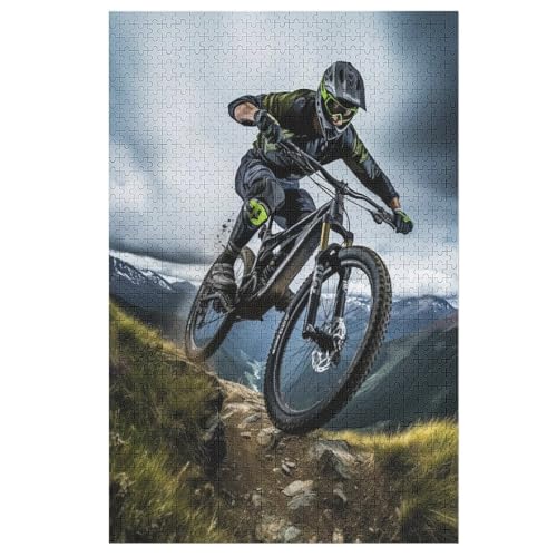 Berg Fahrrad Holzpuzzle 1000 Teile,Puzzles Für Erwachsene, Impossible Puzzle, Geschicklichkeitsspiel Für Die Ganze Familie,Home Dekoration Puzzle, Puzzle Kinder Legespiel 78×53cm von AAPZY