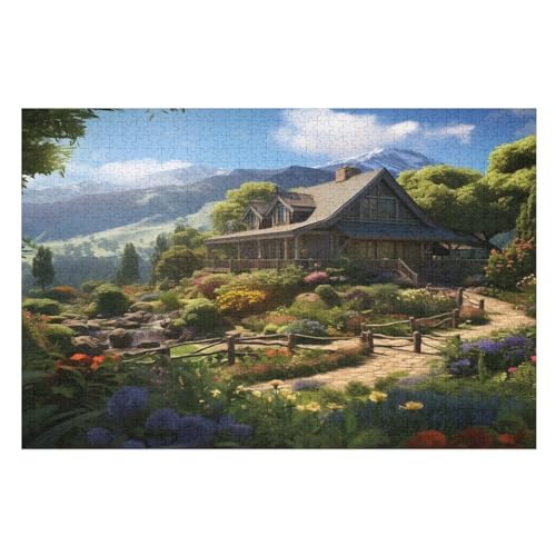 Bergdorfhütte 1000 Teile Premium-Puzzles Für Erwachsene Kinder- Holzpuzzles Spaß Und Lernspiele - Perfekte Puzzle-Geschenke （75×50cm） von AAPZY