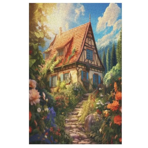 Bergdorfhütte Holzpuzzle Erwachsene - 1000 Teiliges Jigsaw Knobelspiel - Puzzle Für Erwachsene & Kinder - Outdoor & Reisespielzeug - Geduldspiel （78×53cm） von AAPZY