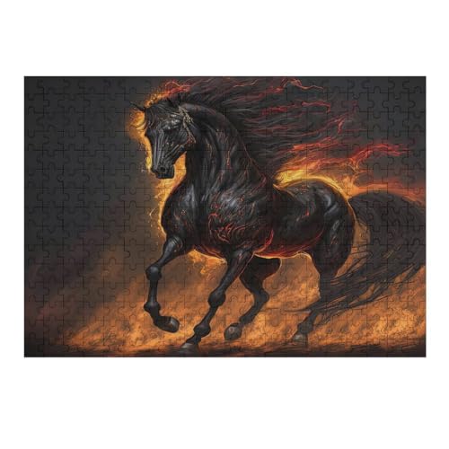 Black Pferd Holzpuzzle Erwachsene - 300 Teiliges Jigsaw Knobelspiel - Puzzle Für Erwachsene & Kinder - Outdoor & Reisespielzeug - Geduldspiel （40×28cm） von AAPZY