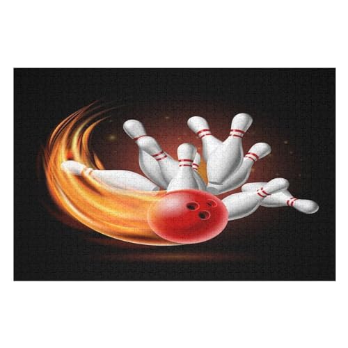 Bowling,1000 Teile,Holzpuzzle,einzigartiges Puzzle,kreatives Puzzle,Geschenk Für Erwachsene,Familienspiel,Herausforderungsaktivität,（75×50cm） von AAPZY