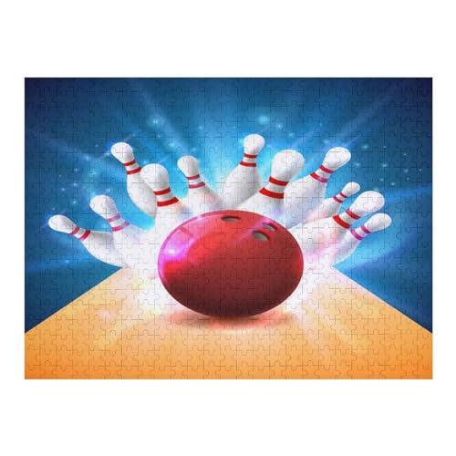 Bowling,500 Teile,Holzpuzzle,einzigartiges Puzzle,kreatives Puzzle,Geschenk Für Erwachsene,Familienspiel,Herausforderungsaktivität,（52×38cm） von AAPZY