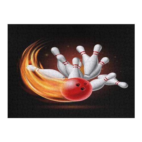 Bowling,500 Teile,Holzpuzzle,einzigartiges Puzzle,kreatives Puzzle,Geschenk Für Erwachsene,Familienspiel,Herausforderungsaktivität,（52×38cm） von AAPZY