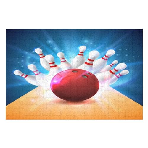 Bowling 1000 Teile Premium-Puzzles Für Erwachsene Kinder- Holzpuzzles Spaß Und Lernspiele - Perfekte Puzzle-Geschenke （75×50cm） von AAPZY