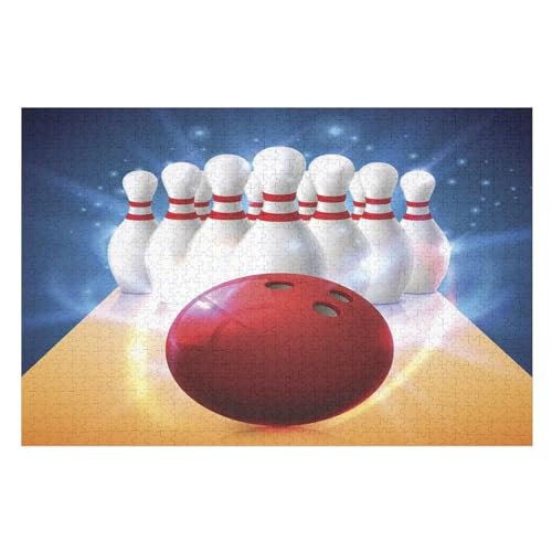 Bowling 1000 Teile Puzzle, Holzpuzzle, Puzzles Für Erwachsene Kinder, 1000 Teile Puzzle Für Jugendliche & Erwachsene Lernspiel Herausforderungsspielzeug （75×50cm） von AAPZY