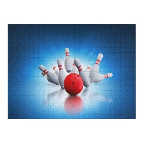 Bowling Holzpuzzle 500 Teile,Puzzles Für Erwachsene, Impossible Puzzle, Geschicklichkeitsspiel Für Die Ganze Familie,Home Dekoration Puzzle, Puzzle Kinder Legespiel （52×38cm） von AAPZY