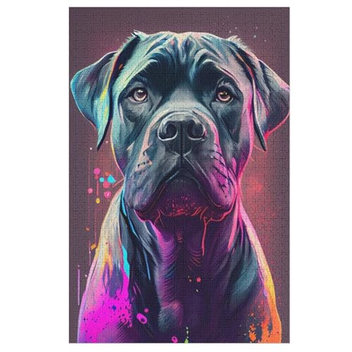 Cane Corso bunt Holzpuzzle 1000 Teile, Knobelspiele Für Erwachsene, Teenager, Puzzles Unmögliche - Kinder Puzzle Zimmer Deko 78×53cm von AAPZY