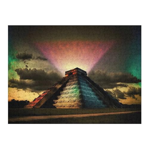 Chichen Itza -Puzzle, 500 Teile,Holzpuzzle Für Erwachsene Kinder, Lustiges Spielzeug, Denkspiel, Spielzeug, Bildungsspiel, Herausforderung, Pädagogisch, （52×38cm） von AAPZY