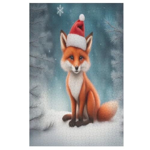 Christmas Fuchs Puzzles 1000 Teile Erwachsener Kniffel Spaß Für Die Ganze Familie - 1000 Puzzleteilige Motive, Holzpuzzle Kinder Erwachsene, Impossible Puzzle Schwer （78×53cm） von AAPZY