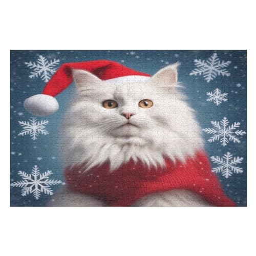 Christmas Katze Holzpuzzle 1000 Stück Puzzles Für Erwachsene Teenager Stress Abbauen Familien-Puzzlespiel Poster 1000-teiliges Puzzle Kinder Lernspiel Spielzeug Geschenk （75×50cm） von AAPZY