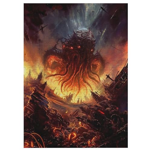 Cthulhu-Invasion Puzzle Für Erwachsene,300-teiliges Puzzle,Puzzle Für Erwachsene Und Kinder,Holzpuzzle,Lernspielzeug, 42×30cm von AAPZY