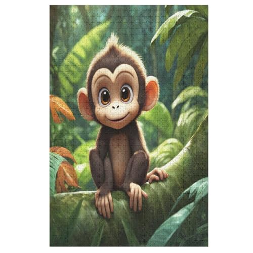 Cute Affe Holzpuzzle Erwachsene - 1000 Teiliges Jigsaw Knobelspiel - Puzzle Für Erwachsene & Kinder - Outdoor & Reisespielzeug - Geduldspiel （78×53cm） von AAPZY