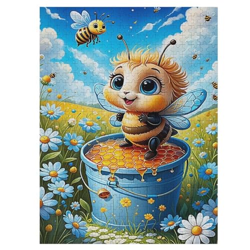 Cute Biene Puzzles 500 Teile Erwachsener Kniffel Spaß Für Die Ganze Familie - 500 Puzzleteilige Motive, Holzpuzzle Kinder Erwachsene, Impossible Puzzle Schwer （55×41cm） von AAPZY