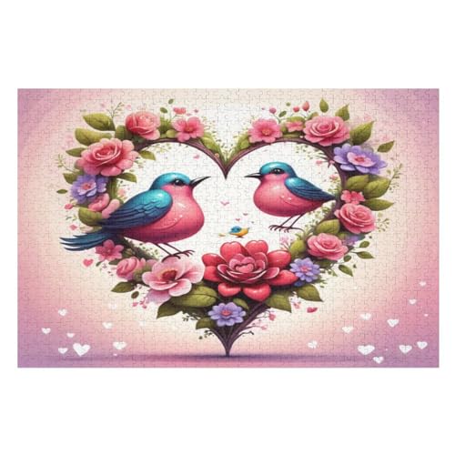 Cute Birdie Holzpuzzle 1000 Teile, Knobelspiele Für Erwachsene, Teenager, Puzzles Unmögliche - Kinder Puzzle Zimmer Deko （75×50cm） von AAPZY