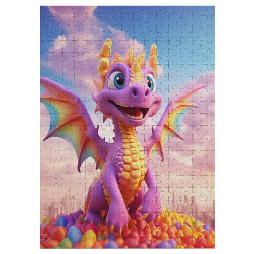 Cute Dinosaurier 300 Teile Puzzle Für Erwachsene, Herausforderung Puzzles - Familienpuzzle Verringerter Druck Schwieriges Puzzle Rahmen Holzpuzzle Für Erwachsene Kinder 12+ （42×30cm） von AAPZY