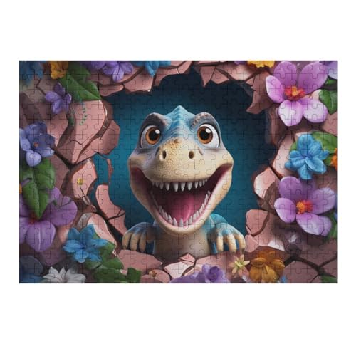 Cute Dinosaurier Holzpuzzle 300 Teile, Knobelspiele Für Erwachsene, Teenager, Puzzles Unmögliche - Kinder Puzzle Zimmer Deko （40×28cm） von AAPZY