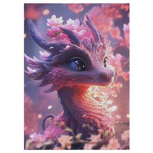 Cute Drache 300 Teile Puzzle, Holzpuzzle, Puzzles Für Erwachsene Kinder, 300 Teile Puzzle Für Jugendliche & Erwachsene Lernspiel Herausforderungsspielzeug 42×30cm von AAPZY