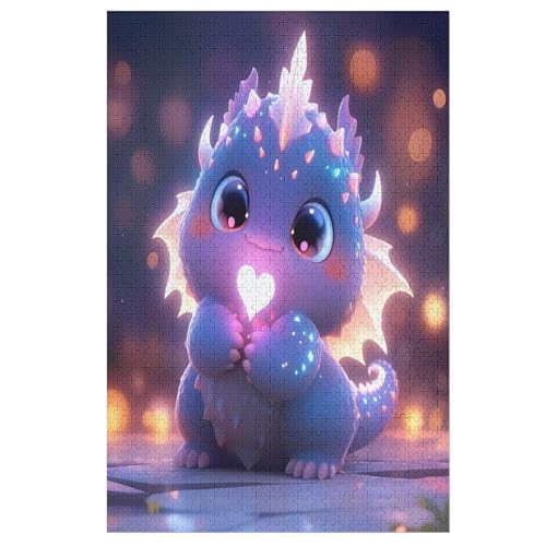 Cute Drache Holzpuzzle Erwachsene - 1000 Teiliges Jigsaw Knobelspiel - Puzzle Für Erwachsene & Kinder - Outdoor & Reisespielzeug - Geduldspiel 78×53cm von AAPZY