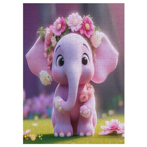 Cute ElephAmeise Holzpuzzle 300 Teile, Knobelspiele Für Erwachsene, Teenager, Puzzles Unmögliche - Kinder Puzzle Zimmer Deko 42×30cm von AAPZY